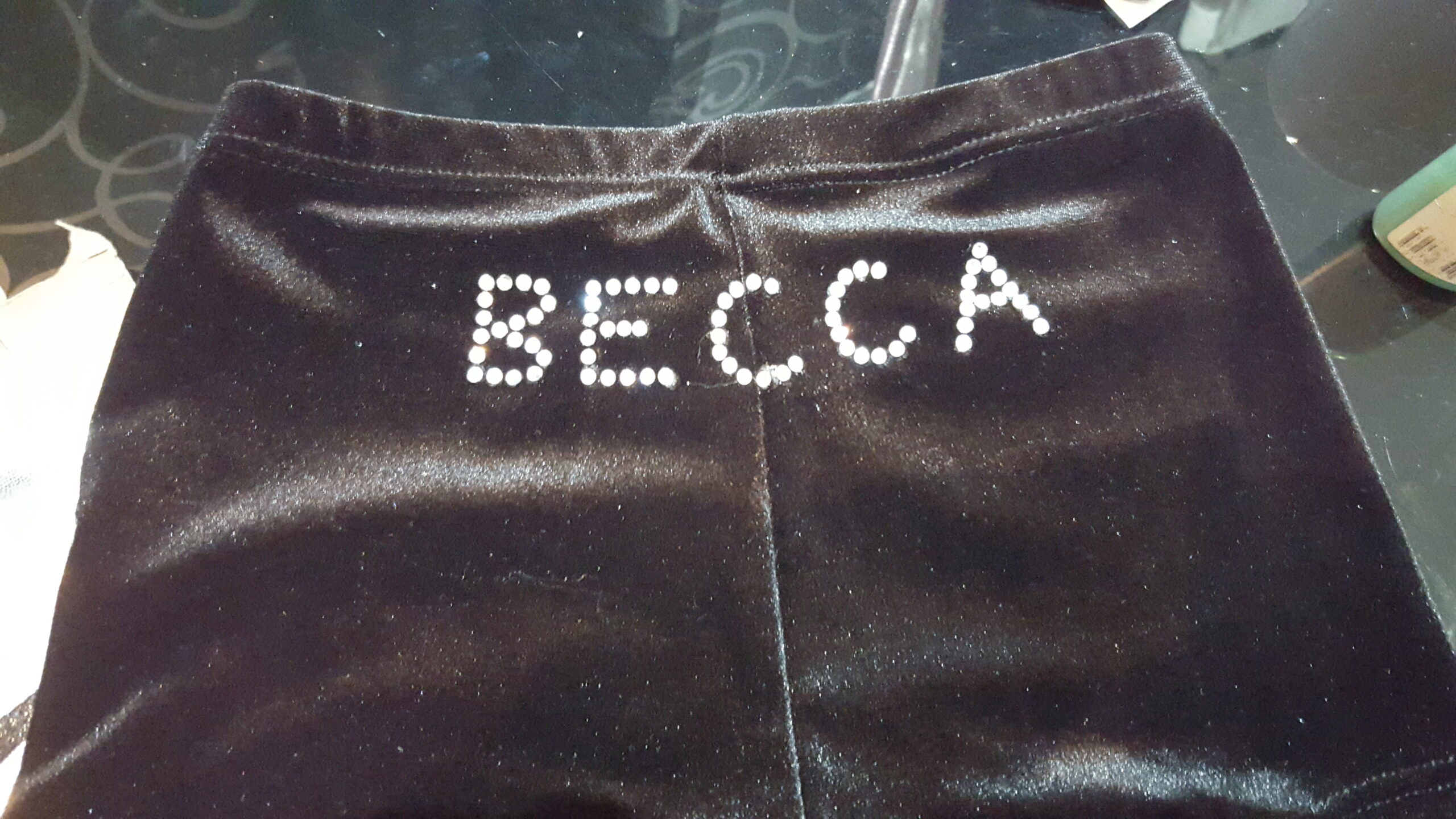 Black Velour Shorts Personalised - Image 3